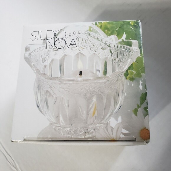 Studio Nova Votive Candleholder Floral Lace Clear Crystal Style# QQ002/610 New - Picture 2 of 6